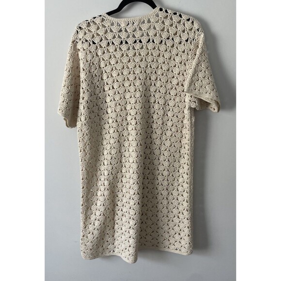 The Eagles Eye Sport Crochet Mini Dress Size Large Hand Knit Boho Festival Cream - Picture 4 of 8
